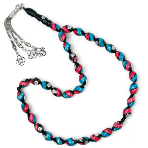 سبحة كوك مطعم معدن انتيمون مع لون الفيروز و المرجا...