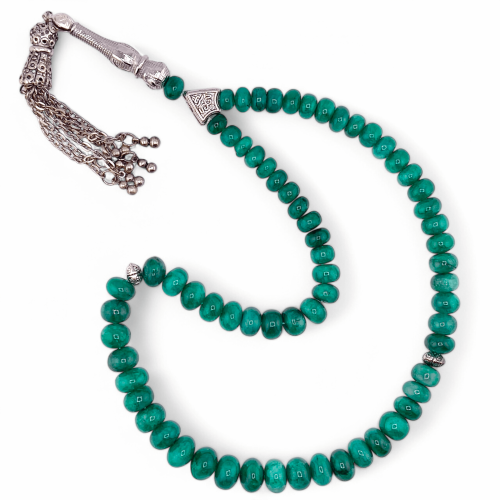 سبحة حجر جاد طبيعي - 66 خرزة