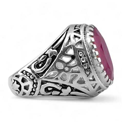 خاتم رجالي فاخر بحجر الياقوت الأحمر الأفريقي – تصم...