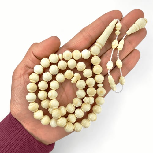 سبحة العاج الملكية – 51 خرزة بحجم 10 ملي من العاج...