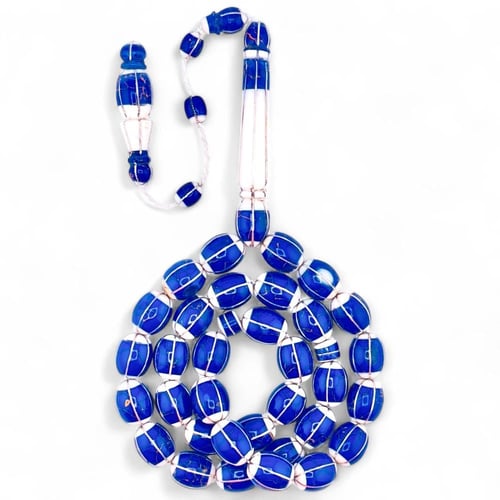 سبحة عاج ناب الفيل طبيعي مع كسر حجر اللازورد و الف...