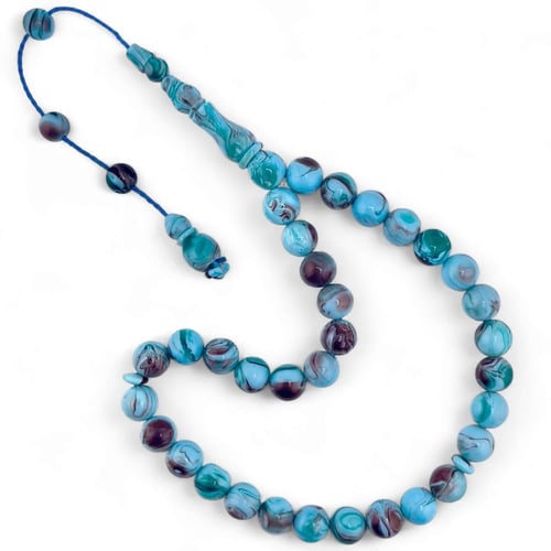 سبحة بكلايت بلجيكي ازرق مخلوط -10 ملي 33 خرزة