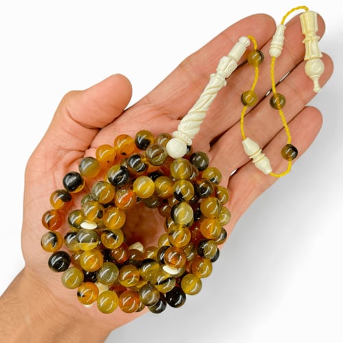 سبحة ظهر سلحفاة (ترسه) وعاج فيل أفريقي منقوش 99 خر...