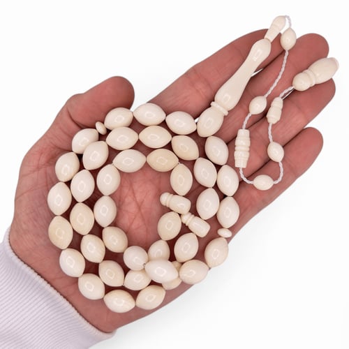 سبحة عاج ناب الفيل طبيعي - 39 خرزة 10 ملي