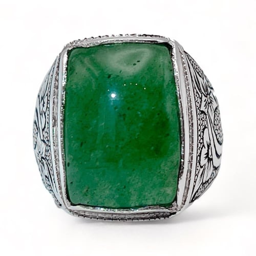 خاتم زمرد رجالي فضة عيار 925