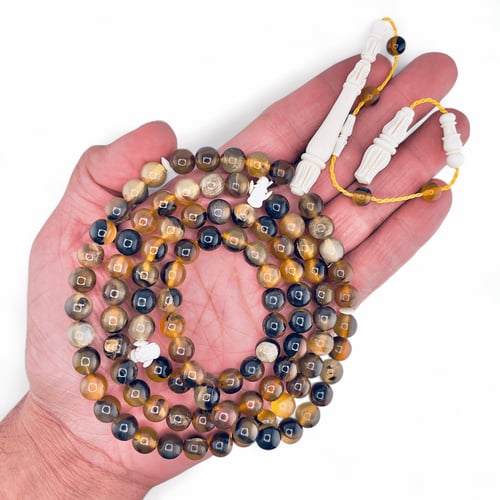 سبحة ظهر سلحفاة (ترسه) وعاج فيل أفريقي منقوش 99 خر...