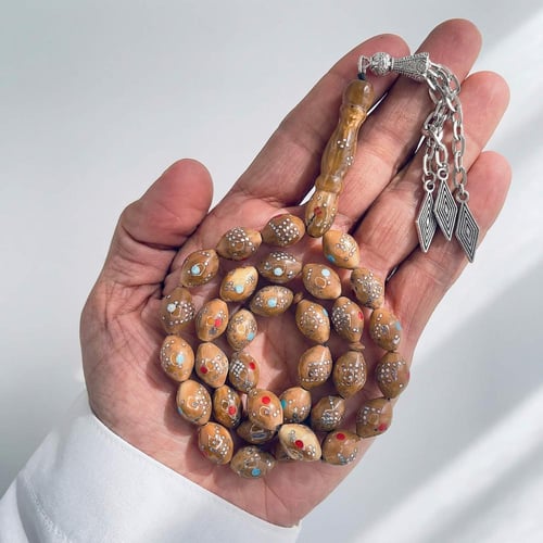 سبحة كوك طبيعي مطعم معدن انتيمون