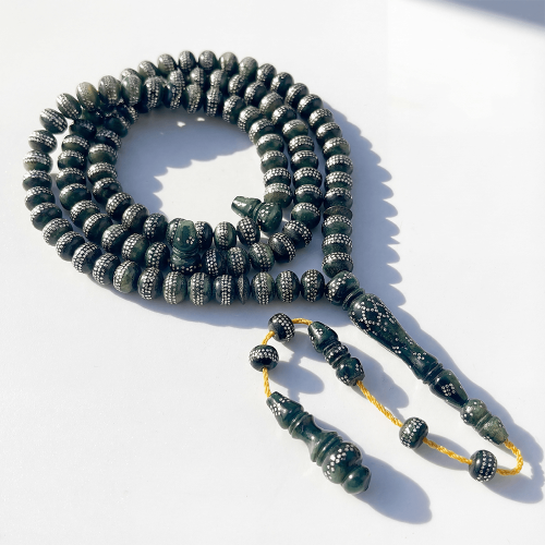 سبحة فاتوران الماني حرباء مطعمة بالفضة - 8 ملي 99...