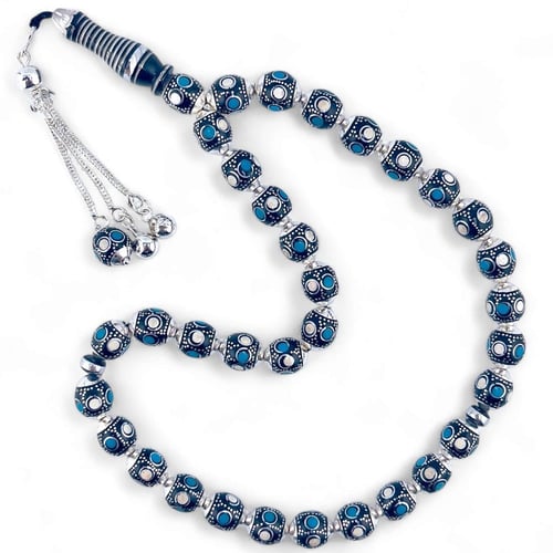 سبحة يسر مطعم بالفضة عيار 925 و بودرة العاج و لون...