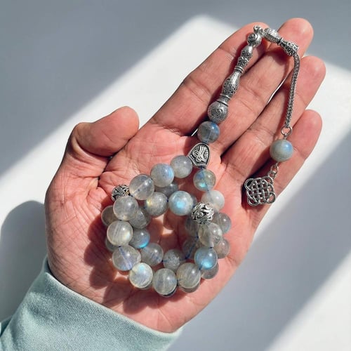 سبحة حجر اللابرادوريت الطبيعي درجة اولى : ومضات ال...