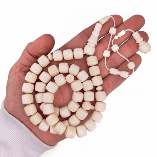 سبحة عاج ناب الفيل طبيعي - 45 خرزة 11 ملي