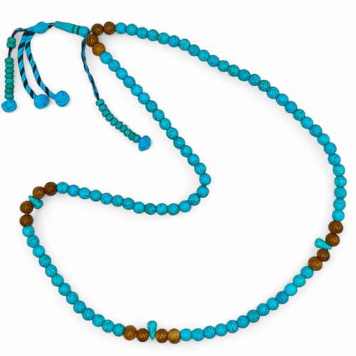 سبحة حجر فيروز افريقي مع فواصل كوك - 99 خرزة 8 ملي