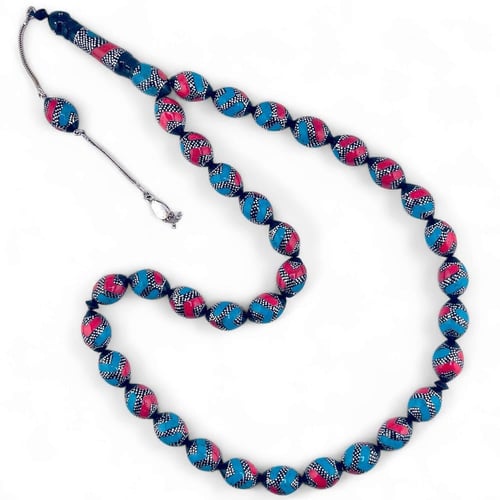 سبحة كوك فاخر مطعم بالفضة عيار 999 و حجر الفيروز و...