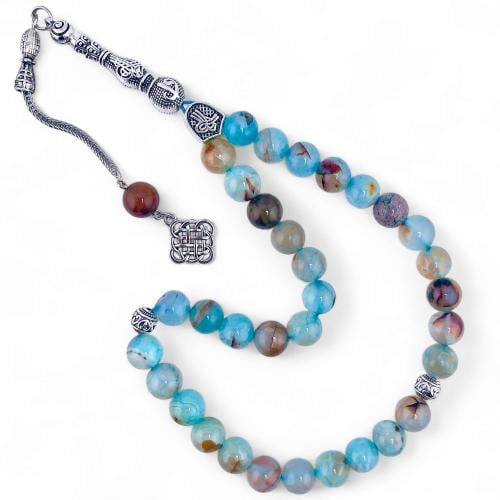 سبحة حجر عقيق طبيعي - 10 ملي