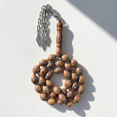 سبحة كوك طبيعي مطعم معدن انتيمون