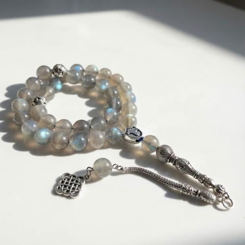 سبحة حجر اللابرادوريت الطبيعي درجة اولى : ومضات ال...