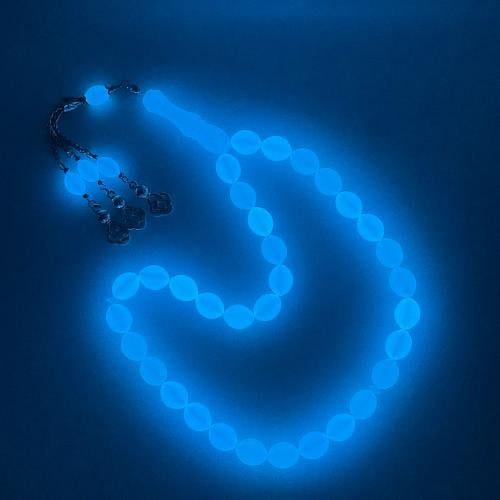 سبحة بكلايت فسفور مضيئ باللون الازرق - 12 ملي 33 خ...