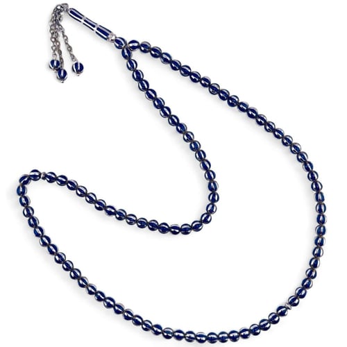 سبحة فضة مطعمة حجر لازورد - 7 ملي