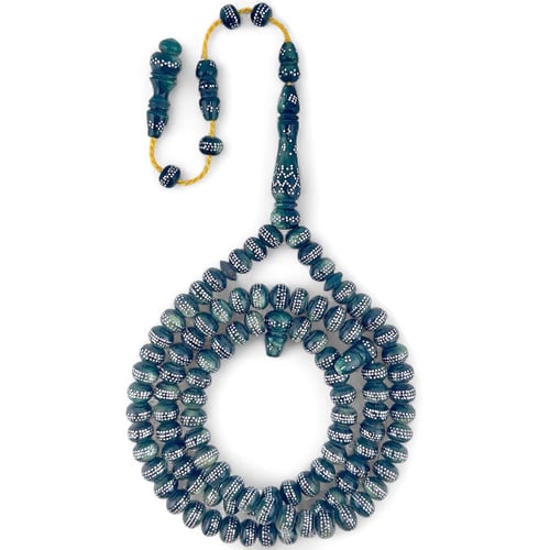 سبحة فاتوران الماني حرباء مطعمة بالفضة - 8 ملي 99...