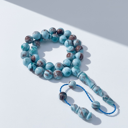 سبحة بكلايت بلجيكي ازرق مخلوط -10 ملي 33 خرزة