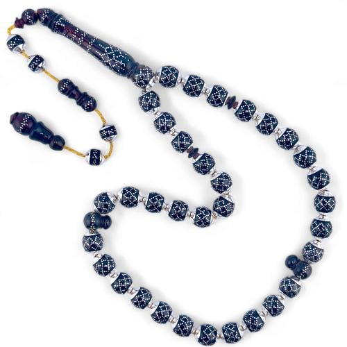 سبحة فاتوران حرباء مطعمة بالفضة عيار 925 - فخامة ك...