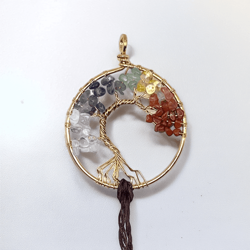 تعليقة سيارة : شجرة الحياة بأحجار الشفاء السبعة