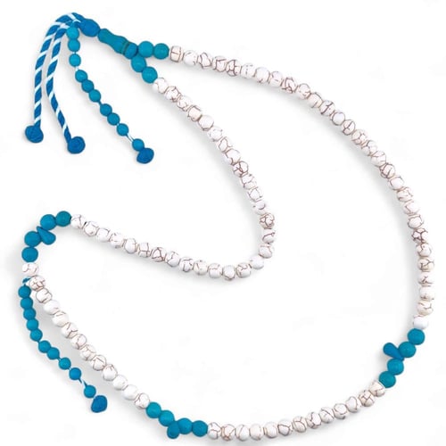 سبحة فيروز ابيض افريقي مع فواصل فيروز ازرق - 8 ملي