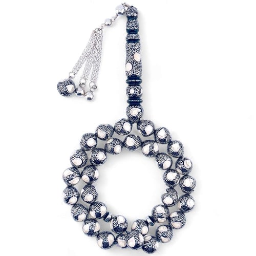 سبحة يسر مع كوك فاخر مطعم فضة عيار 1000 و العاج -...