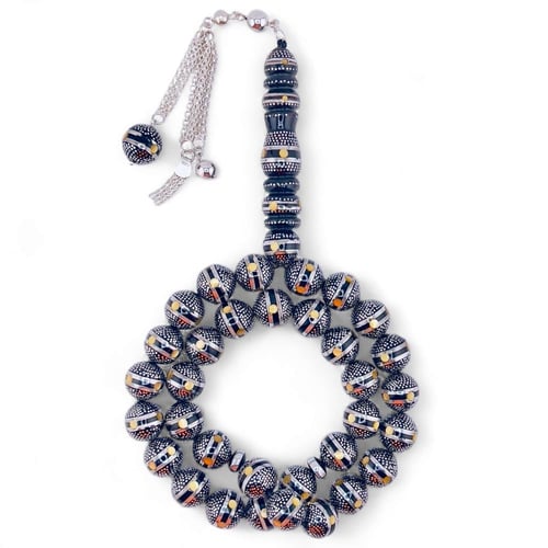 سبحة كوك و الشاهد يسر طبيعي مطعمة بالفضه ولون الكه...