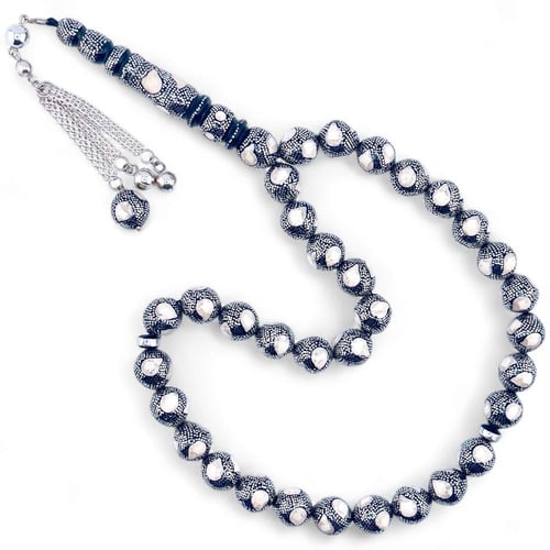 سبحة يسر مع كوك فاخر مطعم فضة عيار 1000 و العاج -...