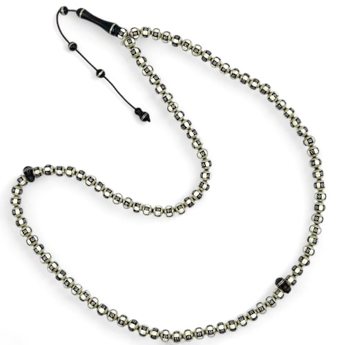 سبحة كوك بالفضة و العاج - 8 ملي 99 خرزة