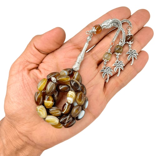 سبحة حجر عقيق سليماني - 33 خرزة 9 ملي