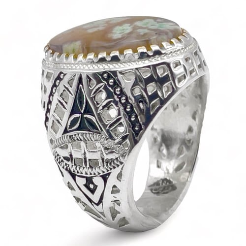 خاتم عقيق مشجر رجالي