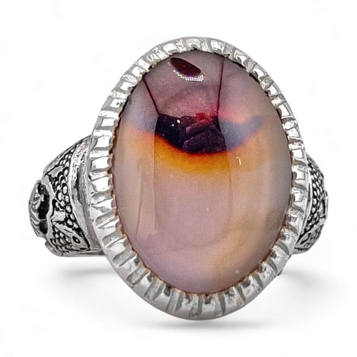 خاتم عقيق سليماني ملكي - فضة عيار 950 - توازن وشفا...