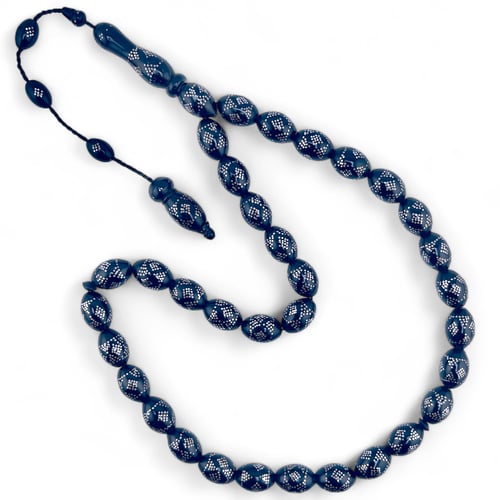 سبحة كوك اسود بالفضة عيار 925 - 10 ملي