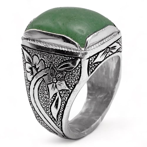 خاتم زمرد رجالي فضة عيار 925