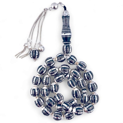 سبحة يسر - مرجان بحر احمر بالفضة عيار 925