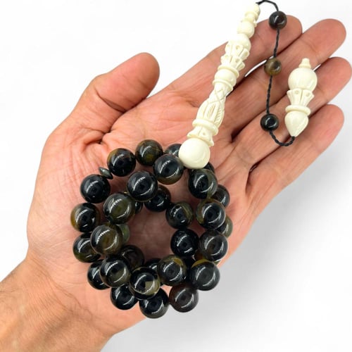 سبحة ظهر سلحفاة (ترسه) وعاج فيل أفريقي منقوش 33 خر...