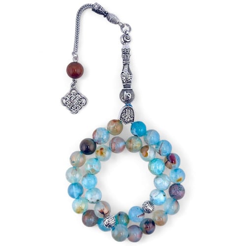 سبحة حجر عقيق طبيعي - 10 ملي