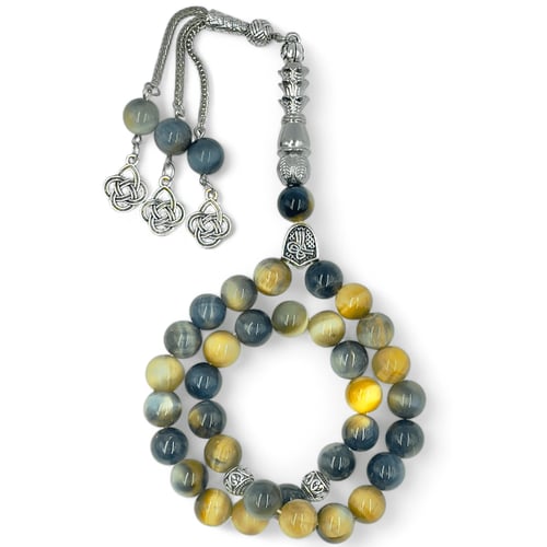 سبحة حجر عين النمر الكريم 33 خرزة - 10 ملي