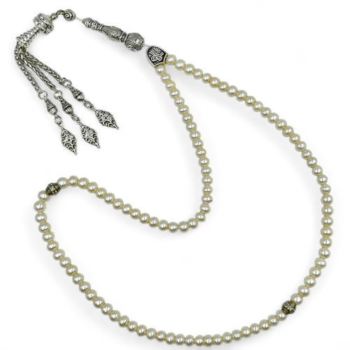 سبحة لؤلؤ طبيعي زراعي ياباني درجة اولى - ٩٩ خرزة