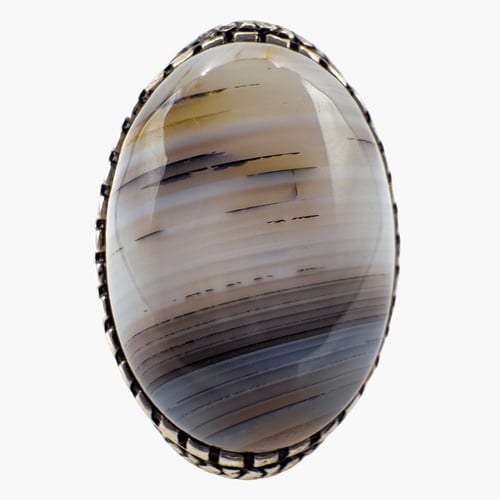 خاتم عقيق سليماني - مصاغ من الفضة عيار 925 - شغل ي...