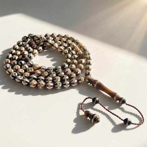 سبحة كوك طبيعي بالفضة عيار 925 - 8 ملي