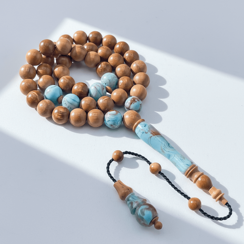 سبحة كوك طبيعي مع البكلايت بلون ازرق مخلوط - 10 مل...