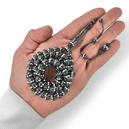 سبحة كوك طبيعي بتصميم فاخر من الفضة عيار 1000 و ال...