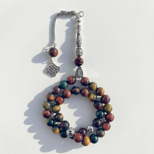 سبحة عين النمر الطبيعي ثلاثي الألوان – طاقة، ثقة،...