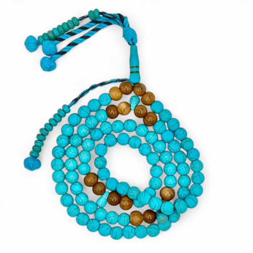 سبحة حجر فيروز افريقي مع فواصل كوك - 99 خرزة 8 ملي