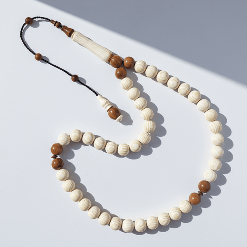 سبحة بكلايت شبيه العاج بفواصل خشب الكوك الطبيعي -...