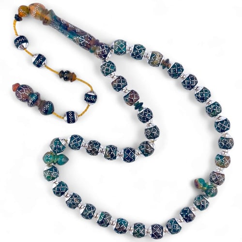 سبحة فاتوران حرباء مطعمة بالفضة عيار 925 – تفصيل ي...