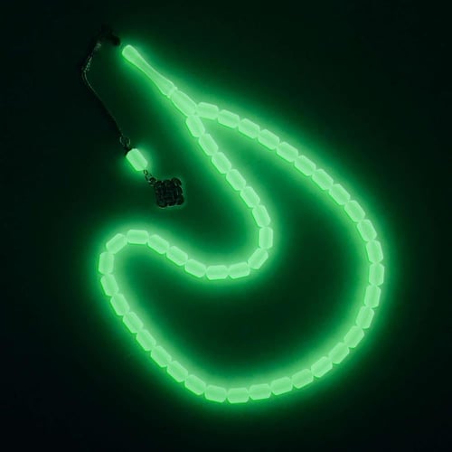 سبحة بكلايت فسفور مضيئ باللون الاخضر 7 ملي 45 خرزة